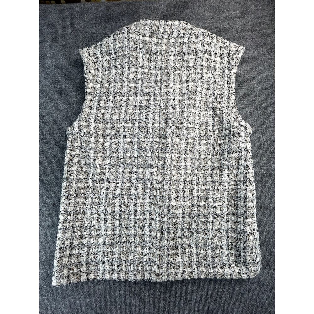 H&M Women's Tweed Vest XS Black White Boucle Textured Sleeveless Jacket - Picture 2 of 8